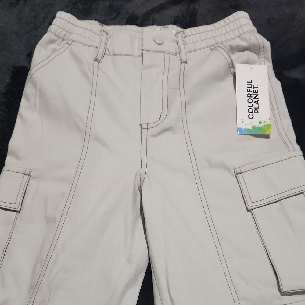 Colorful Planet Brand Kids Cargo Pants - Gray/cream Color